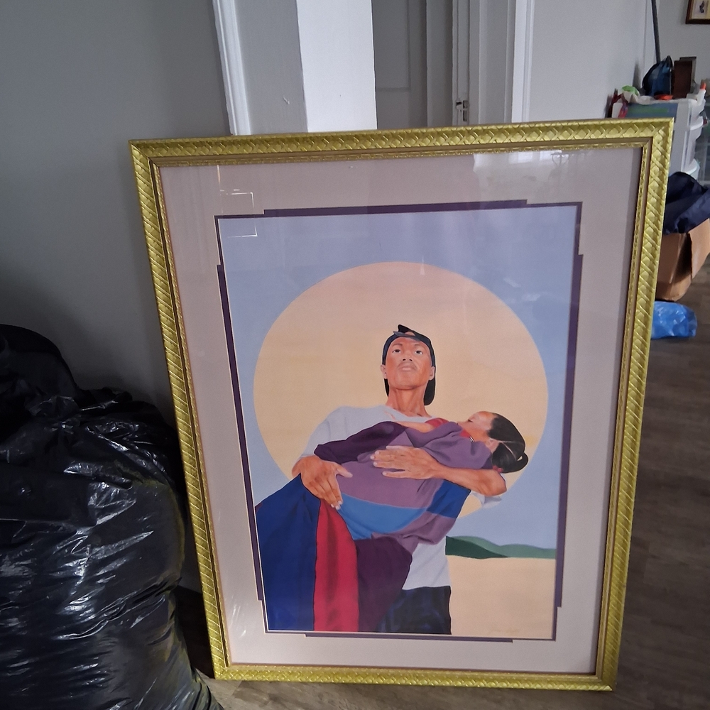 Colorful Couple Art in Gold Frame